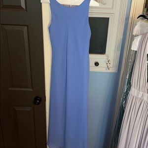 Blue long dress with open back